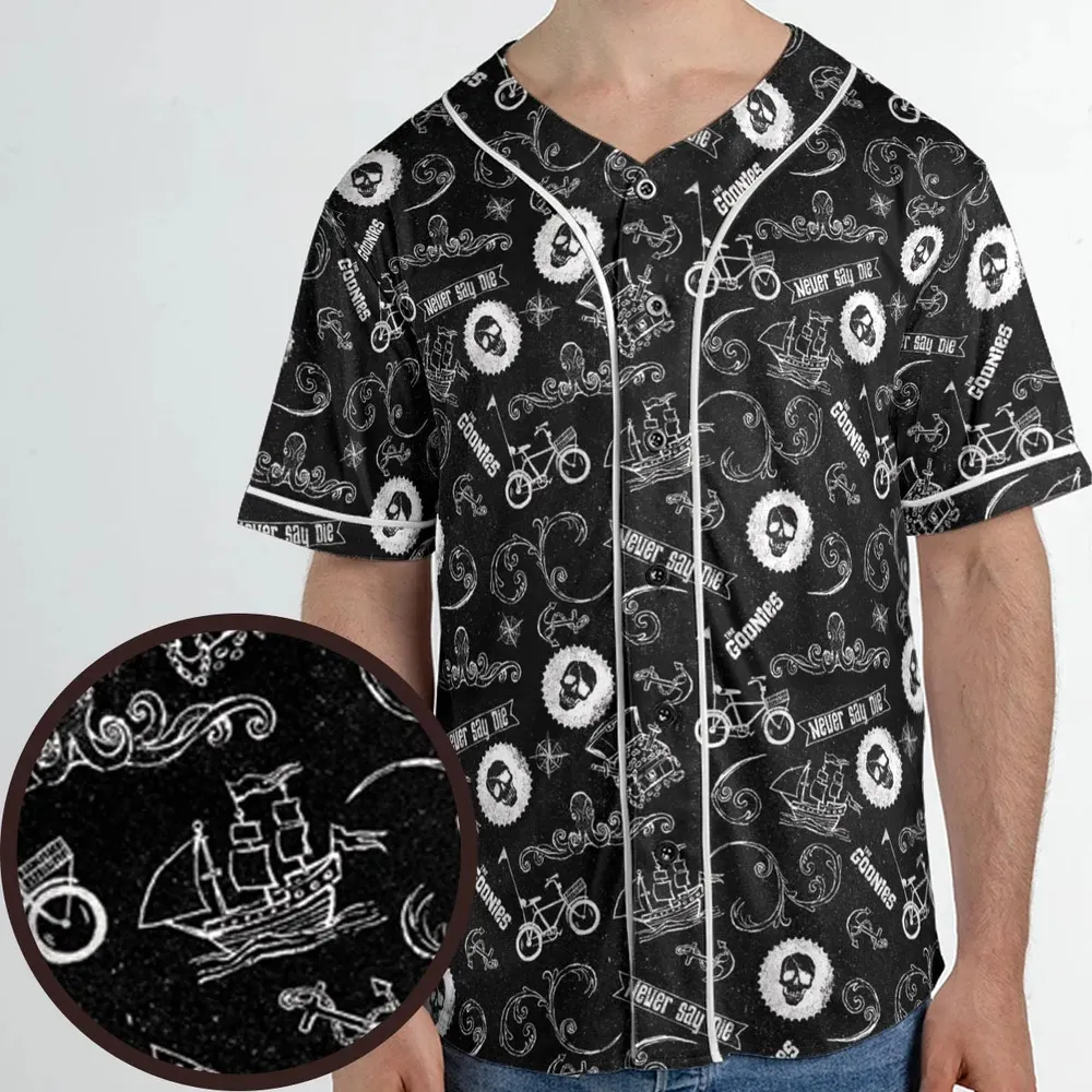 Never Say Die The Goonies Pattern Unisex Baseball Jersey - 1