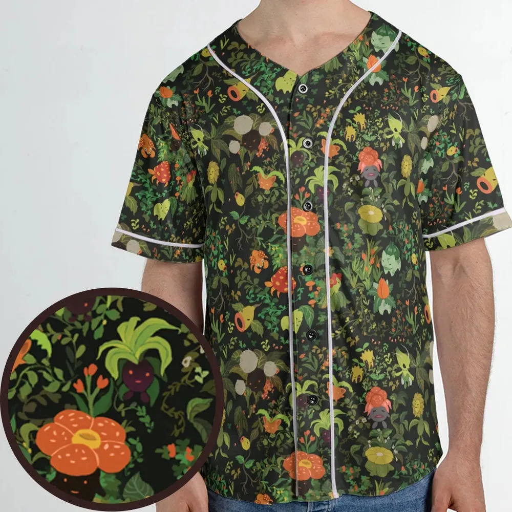 Grass Pokemon Patterns Unisex Baseball Jersey - 1