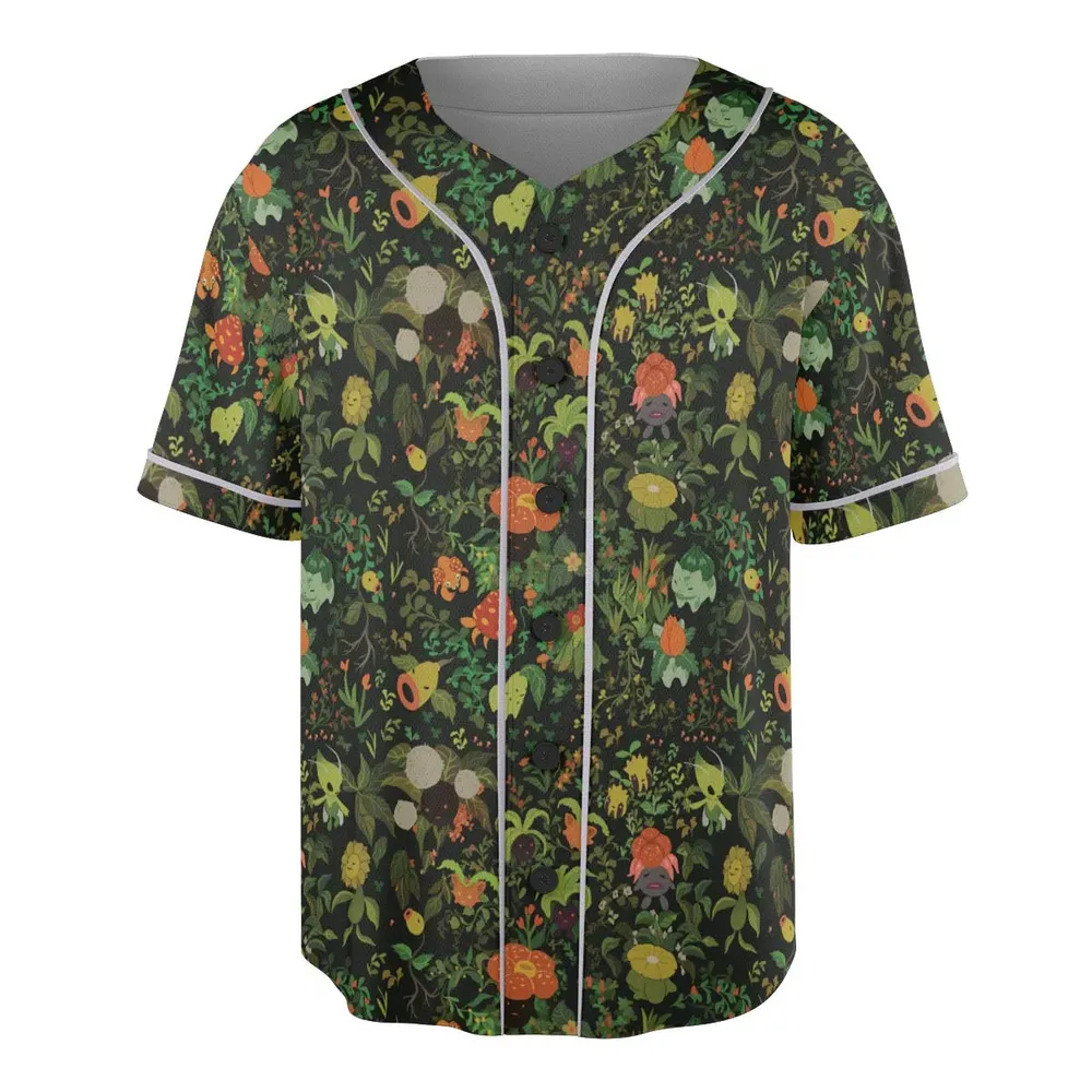 Grass Pokemon Patterns Unisex Baseball Jersey - 3