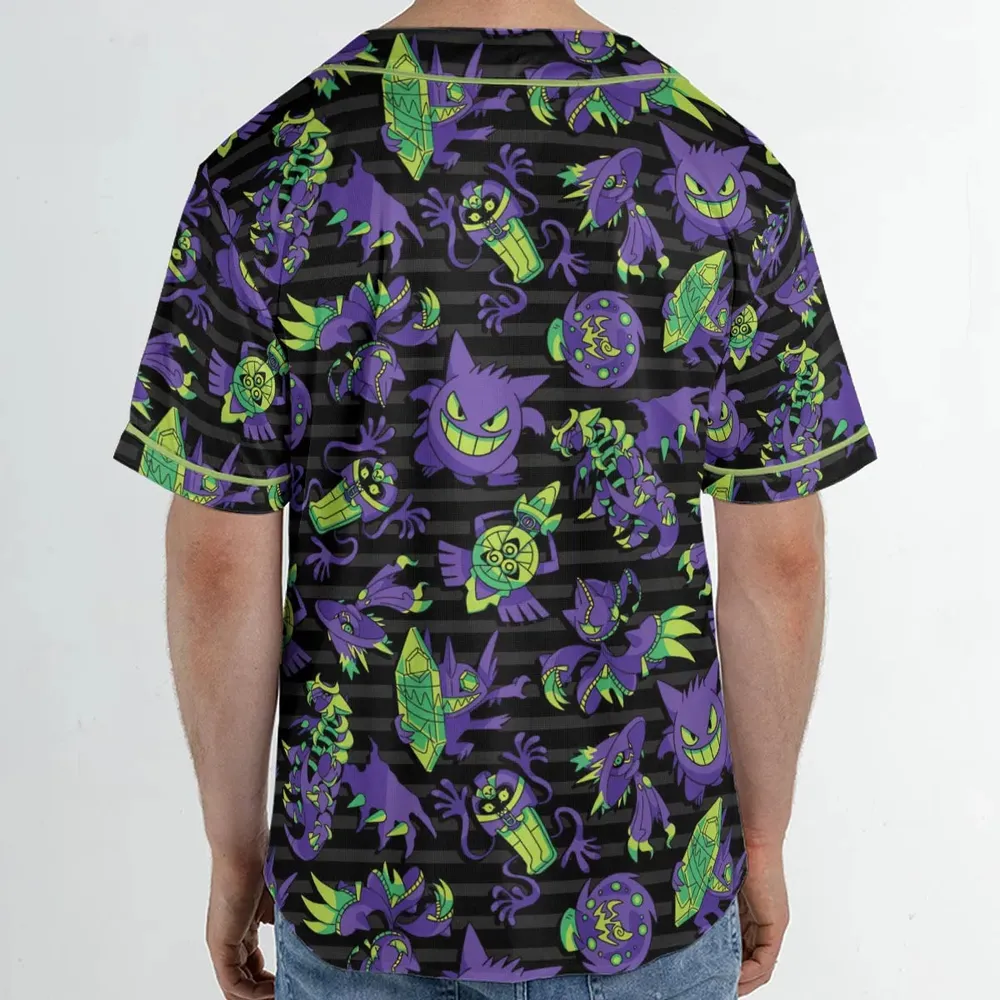 Ghost Type Pokemon Pattern Unisex Baseball Jersey - 2