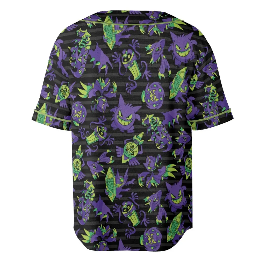 Ghost Type Pokemon Pattern Unisex Baseball Jersey - 4