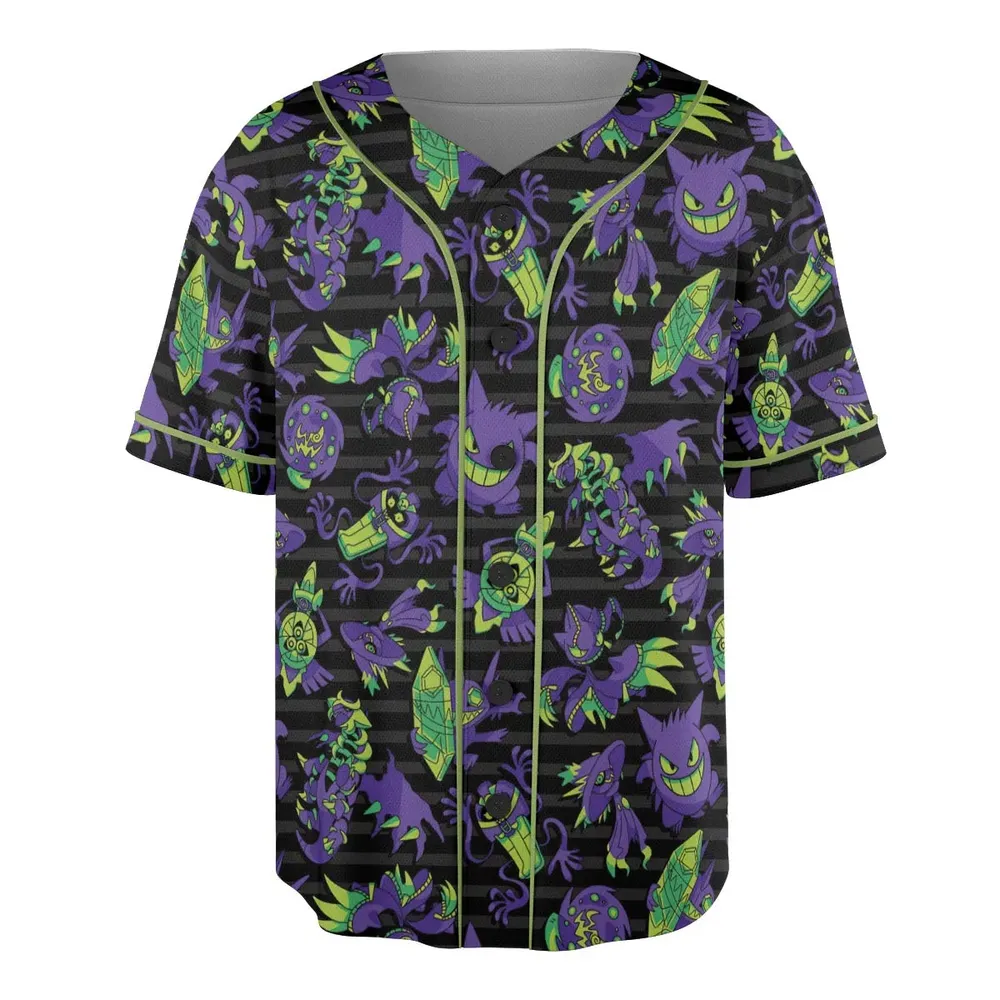 Ghost Type Pokemon Pattern Unisex Baseball Jersey - 3