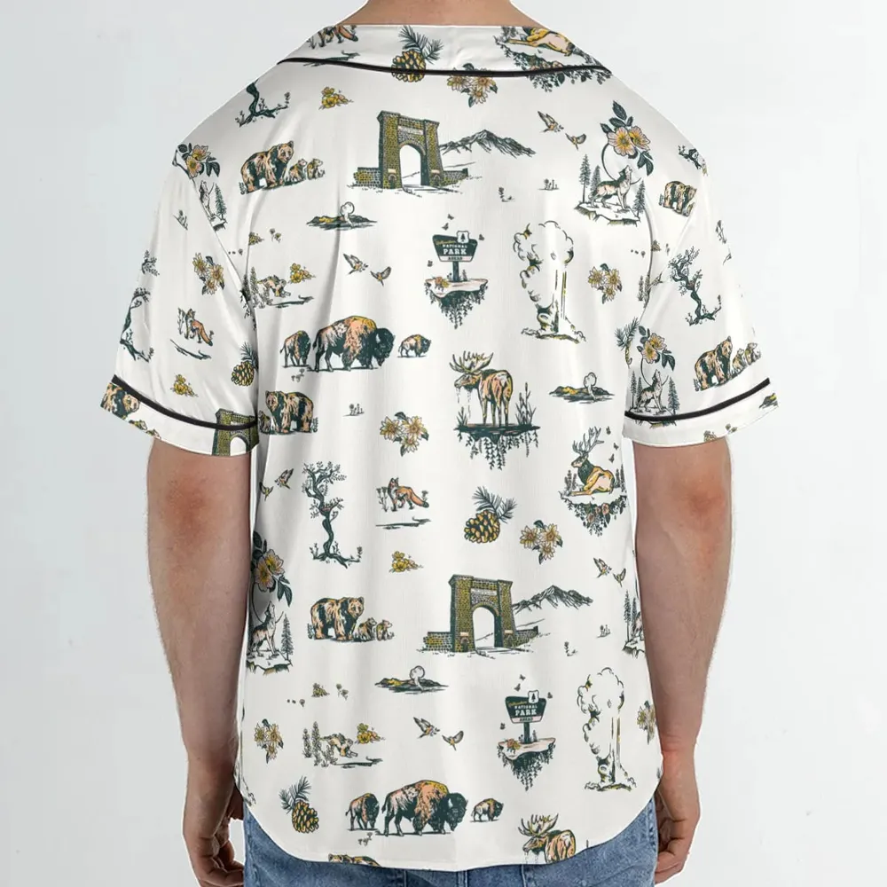 Yellowstone National Park Pattern Unisex Baseball Jersey - 2