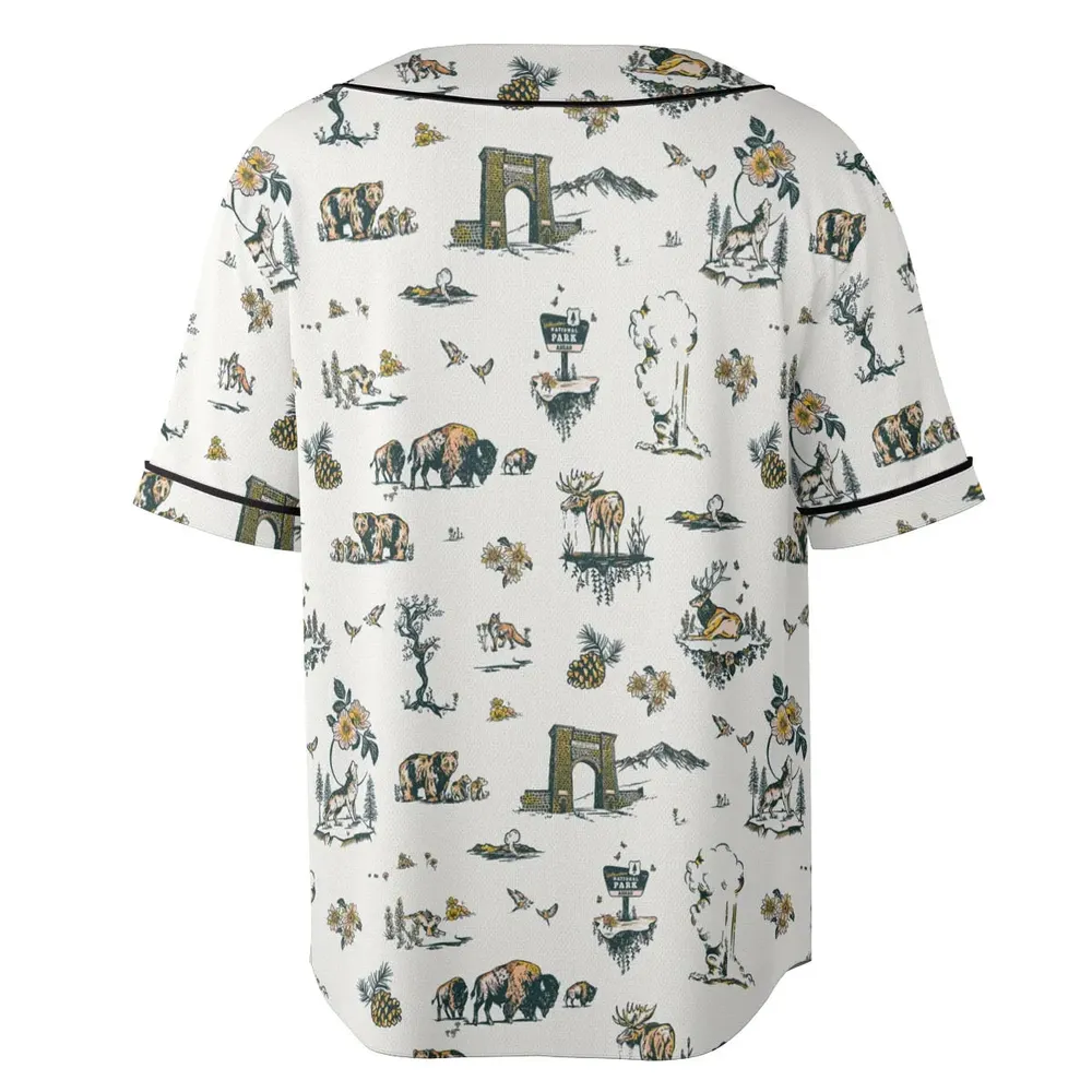 Yellowstone National Park Pattern Unisex Baseball Jersey - 4