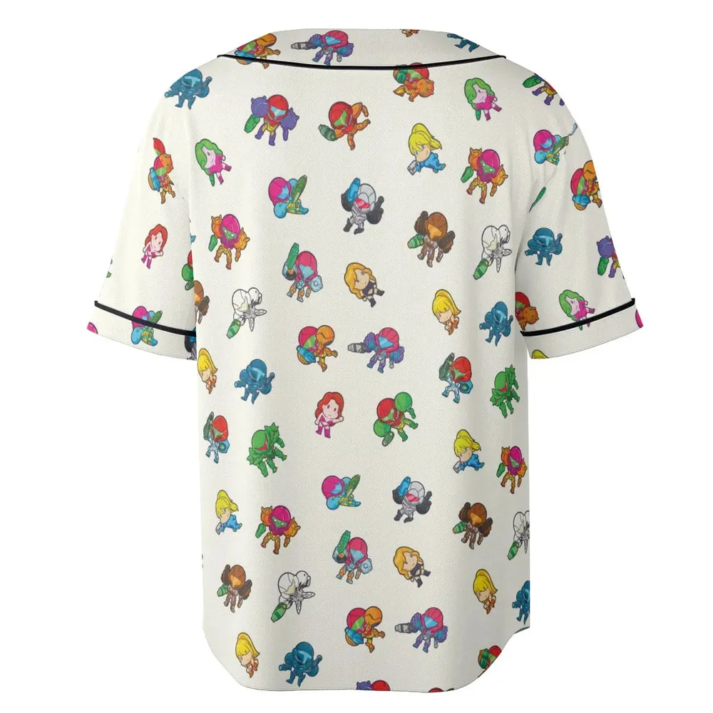 The Many Suits Of Samus Metroid Pattern Unisex Baseball Jersey - 4