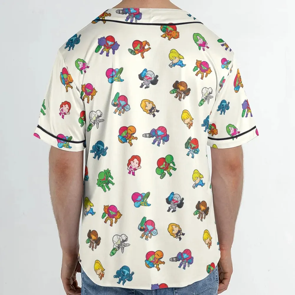 The Many Suits Of Samus Metroid Pattern Unisex Baseball Jersey - 2