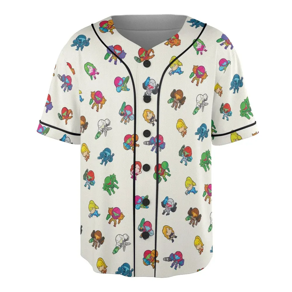 The Many Suits Of Samus Metroid Pattern Unisex Baseball Jersey - 3