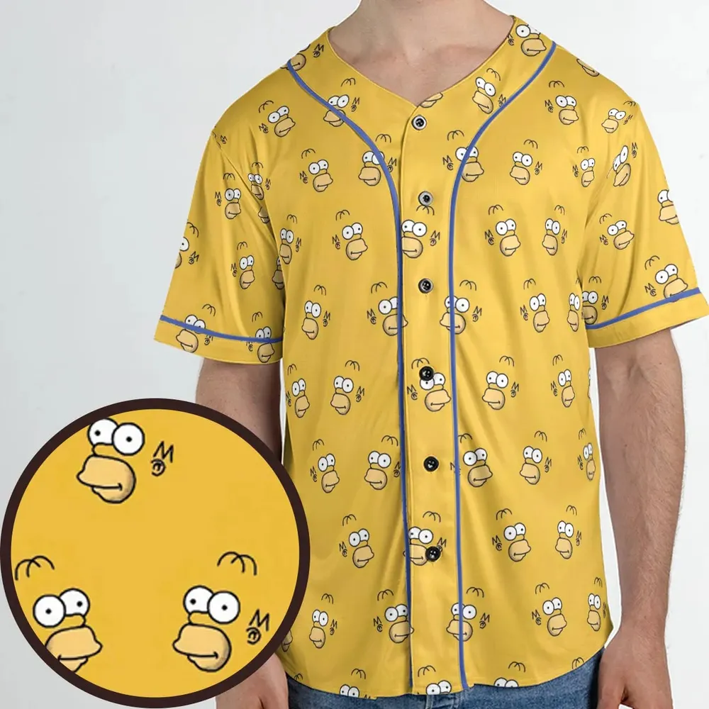 Homer Simpson Pattern Unisex Baseball Jersey - 1