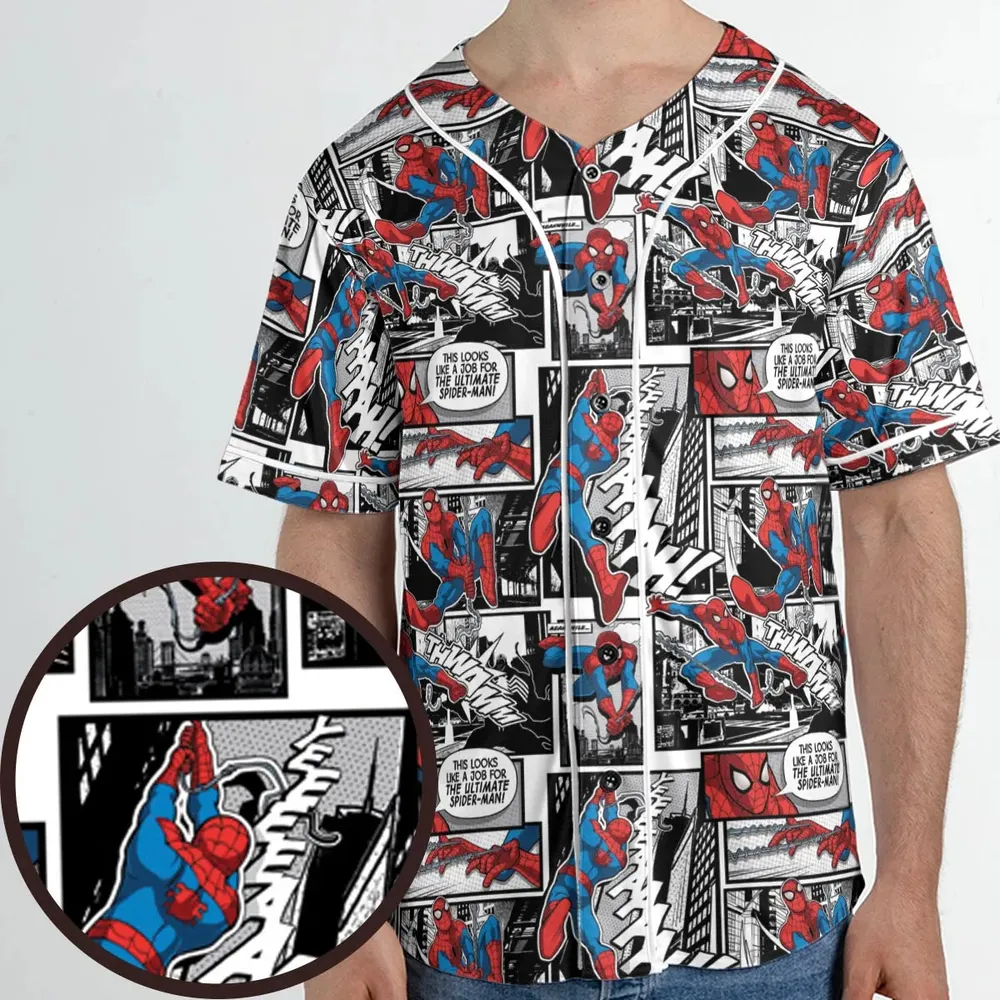 Spider Man Comic Pattern Unisex Baseball Jersey - 1