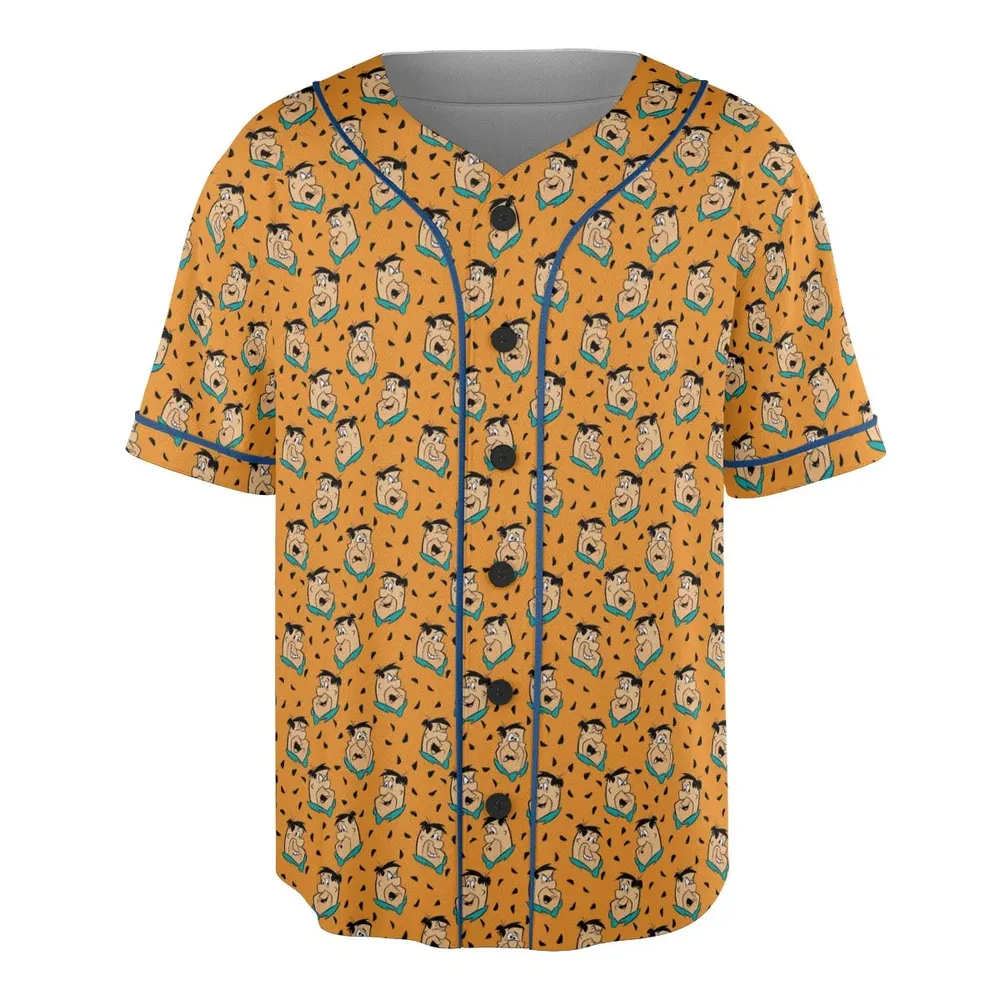 Fred Flintstone Expressions Pattern Unisex Baseball Jersey - 3