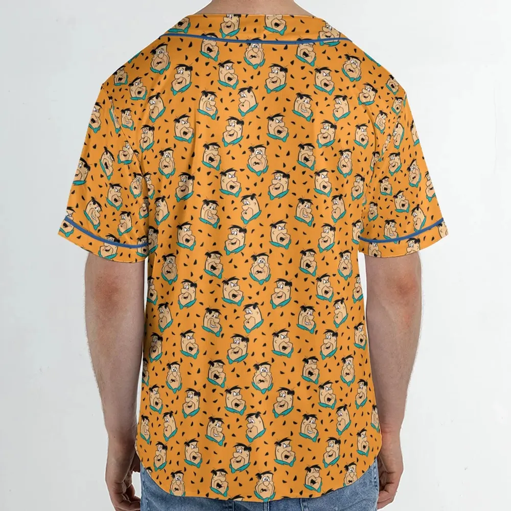 Fred Flintstone Expressions Pattern Unisex Baseball Jersey - 2