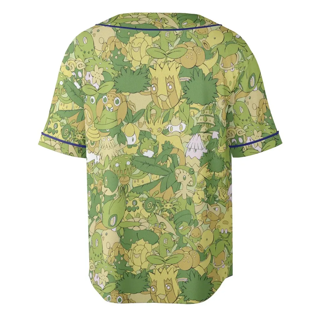 Grass Pokemon Pattern Unisex Baseball Jersey - 4