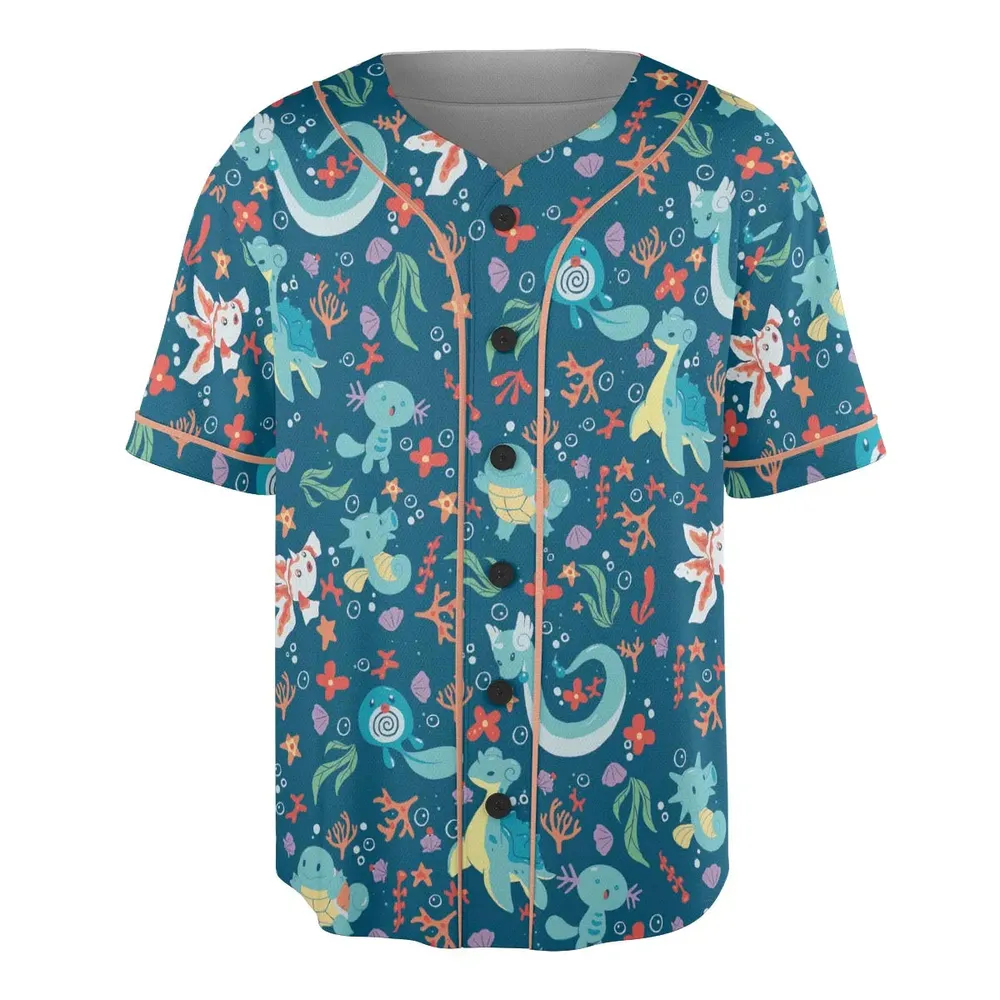 Water Pokemon Pattern Unisex Baseball Jersey - 3