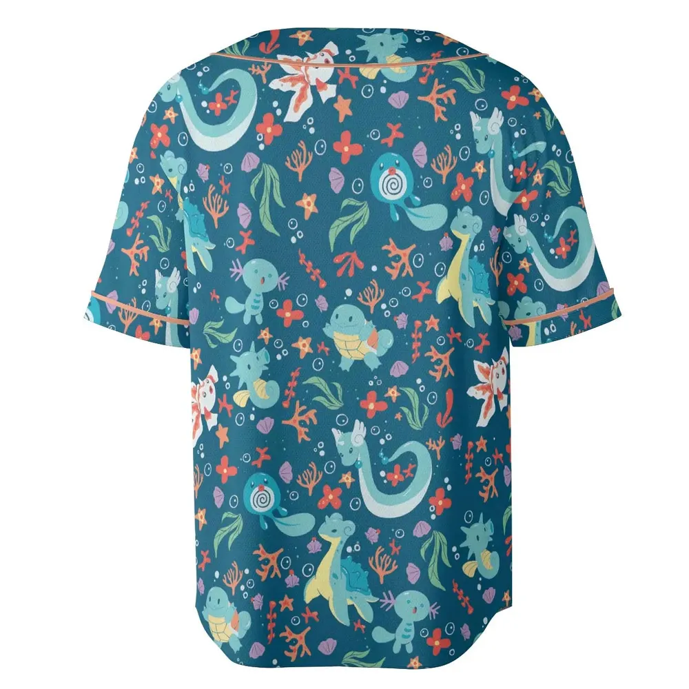 Water Pokemon Pattern Unisex Baseball Jersey - 4