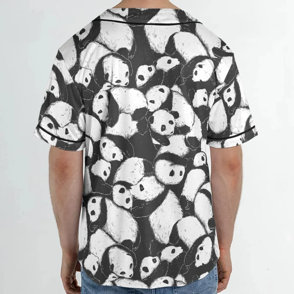 Lazy Day Panda Pattern Unisex Baseball Jersey - 2