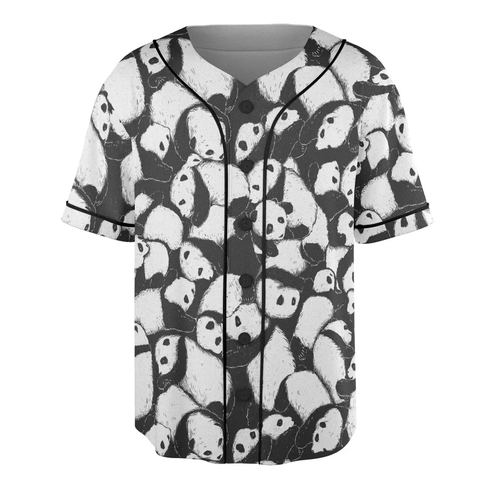 Lazy Day Panda Pattern Unisex Baseball Jersey - 3