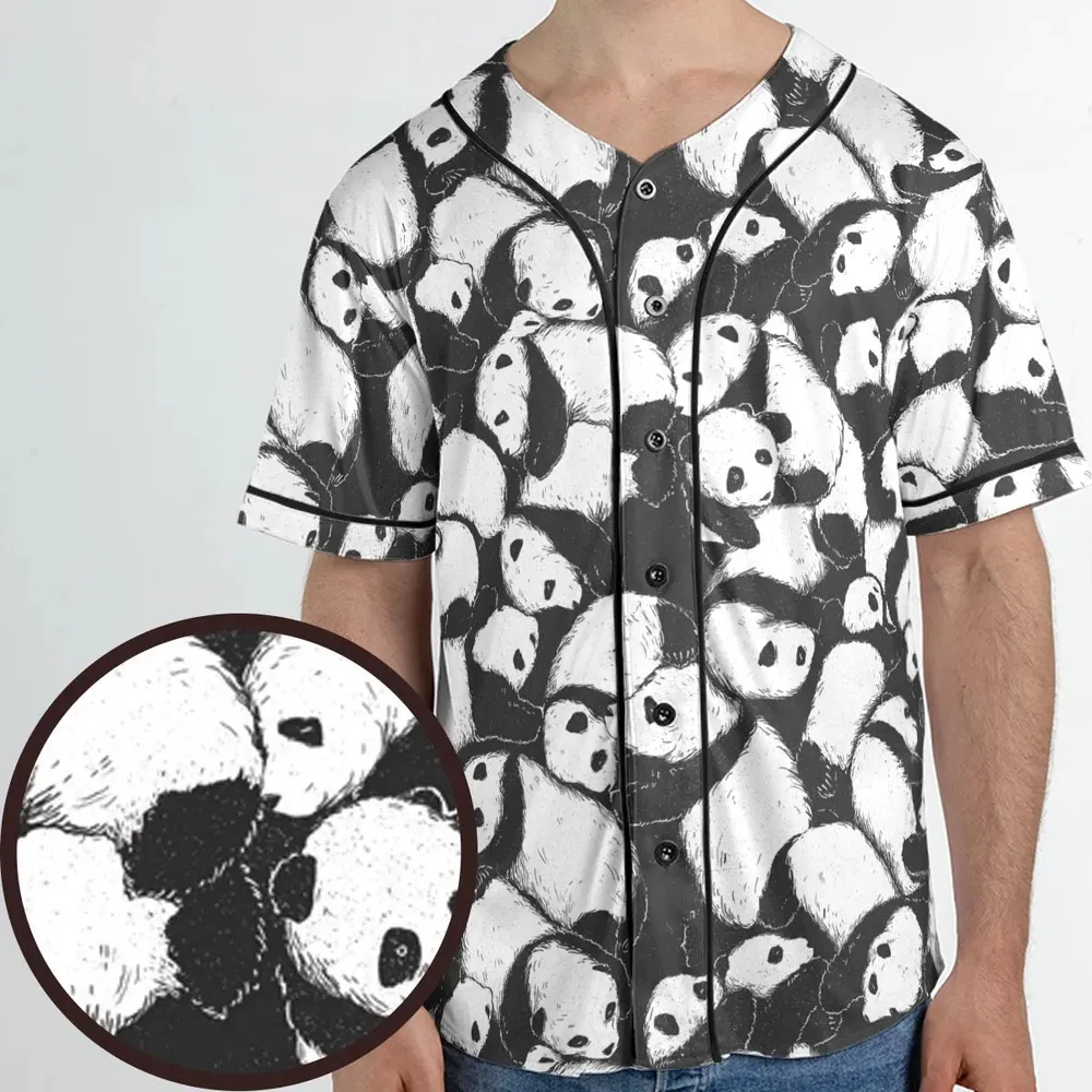 Lazy Day Panda Pattern Unisex Baseball Jersey - 1