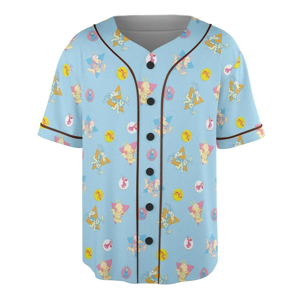 Rocko and Spunky Pattern Rocko's Modern Life Unisex Baseball Jersey - 3