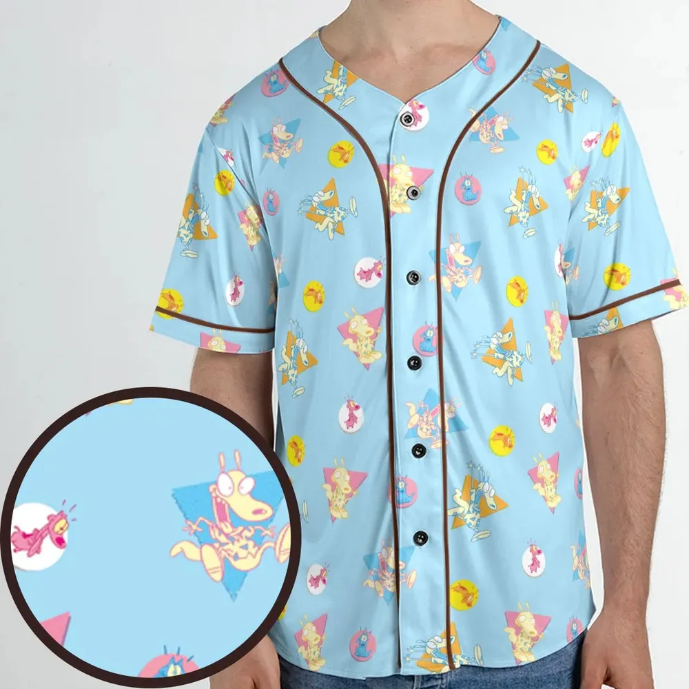 Rocko and Spunky Pattern Rocko's Modern Life Unisex Baseball Jersey - 1