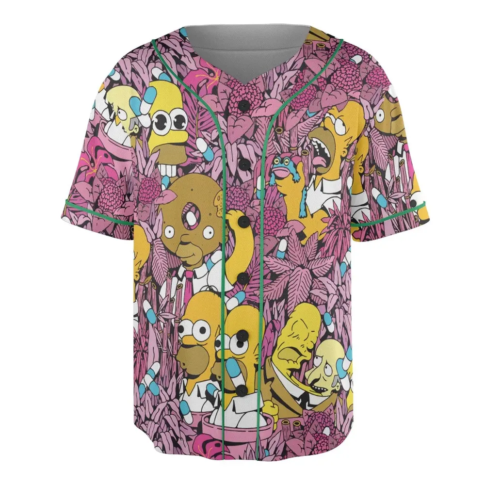 Homer Simpson In Flower Bush The Simpsons Unisex Baseball Jersey - 3