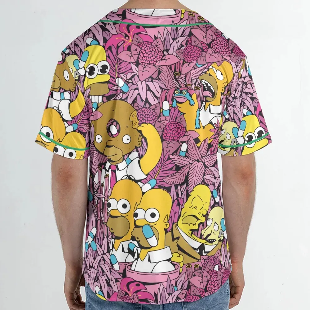 Homer Simpson In Flower Bush The Simpsons Unisex Baseball Jersey - 2