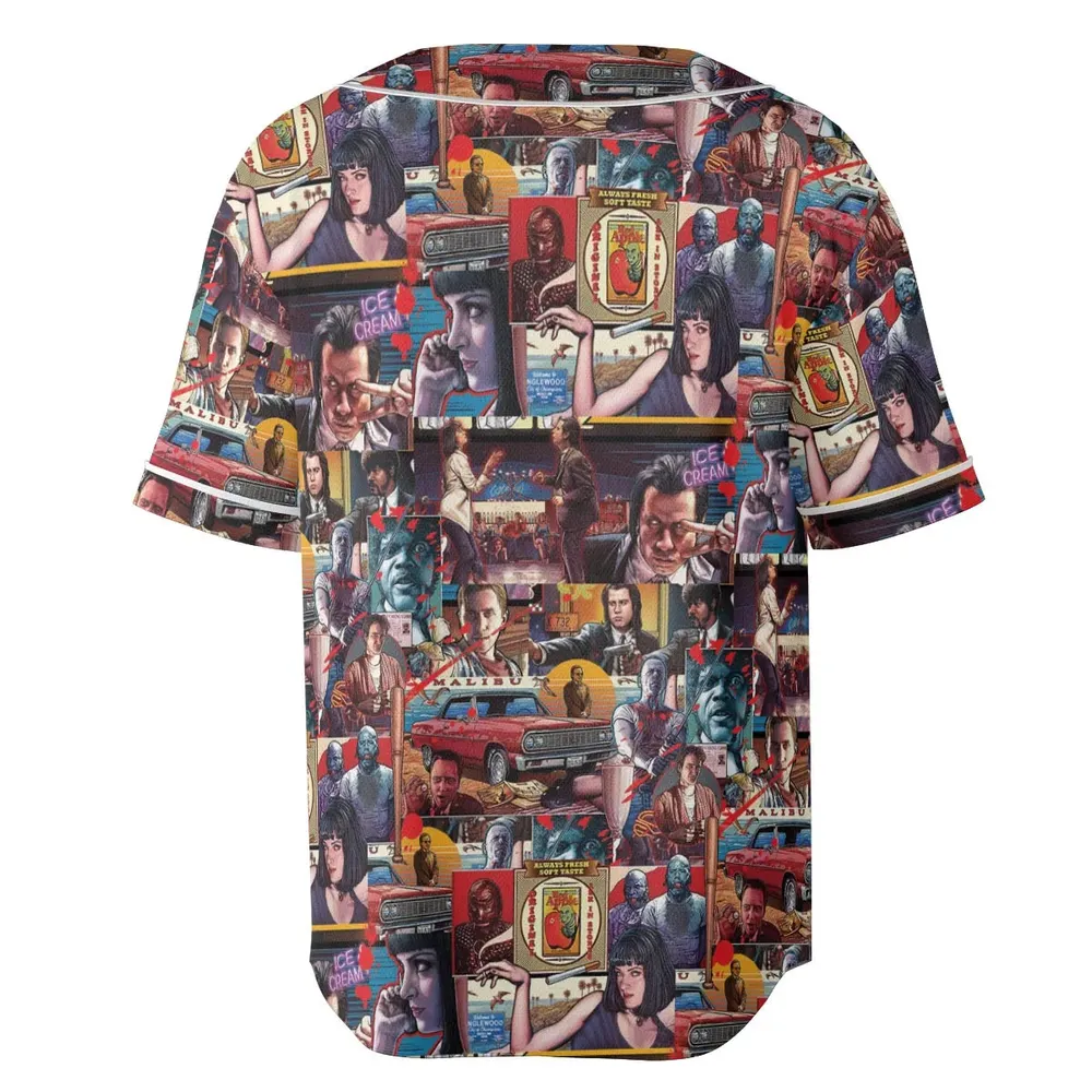 Retro Scenes Mia Wallace Vincent Vega Jules Winnfields Pulp Fiction Unisex Baseball Jersey - 4