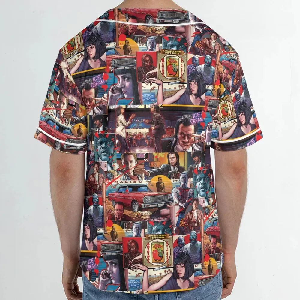 Retro Scenes Mia Wallace Vincent Vega Jules Winnfields Pulp Fiction Unisex Baseball Jersey - 2