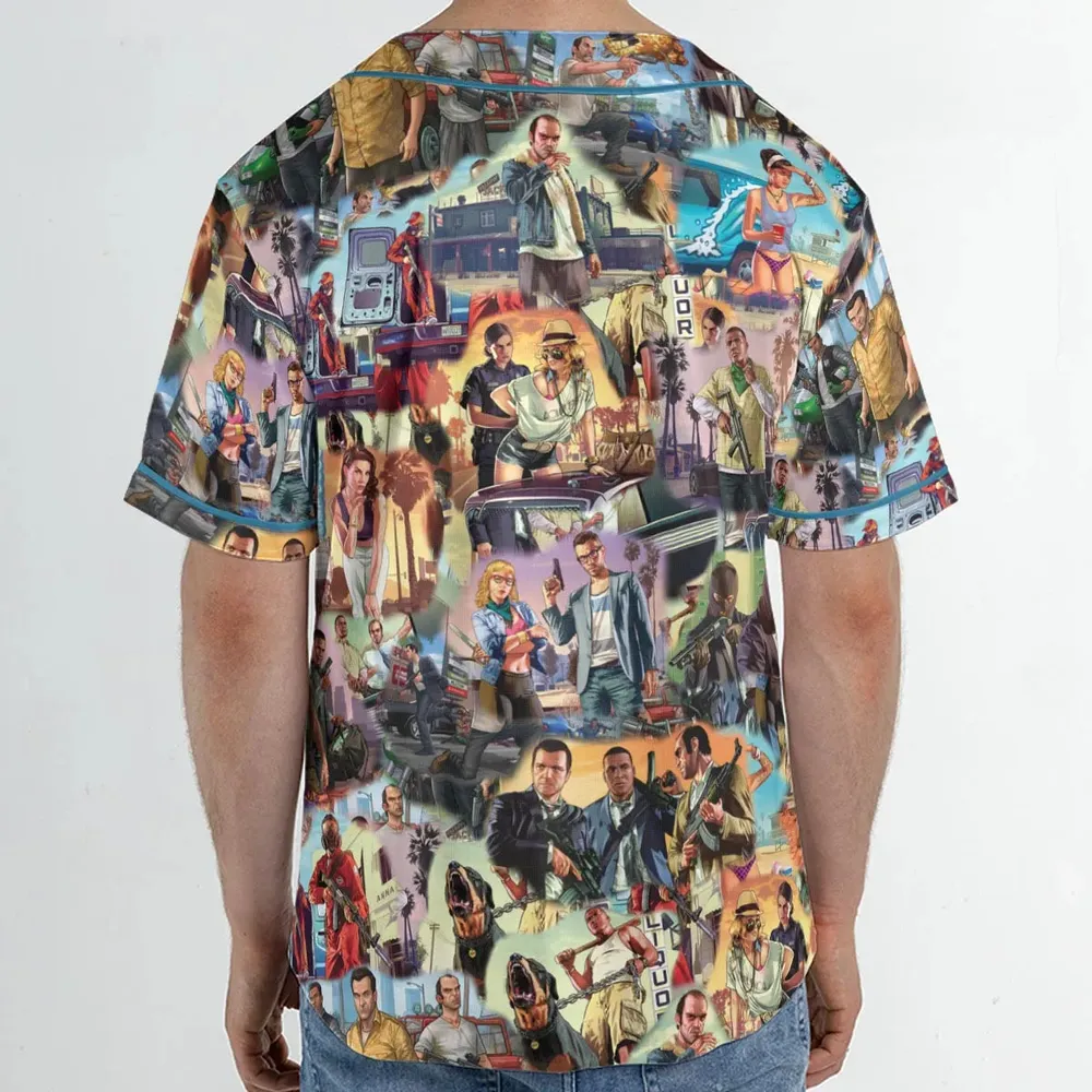 GTA Grand Theft Auto Scenes Unisex Baseball Jersey - 2