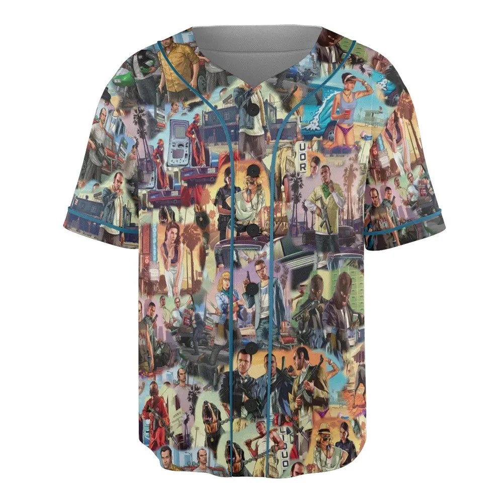 GTA Grand Theft Auto Scenes Unisex Baseball Jersey - 3