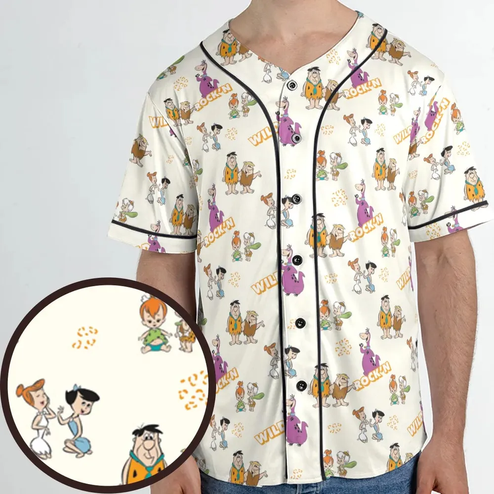 Rock'n The Flintstones Unisex Baseball Jersey - 1