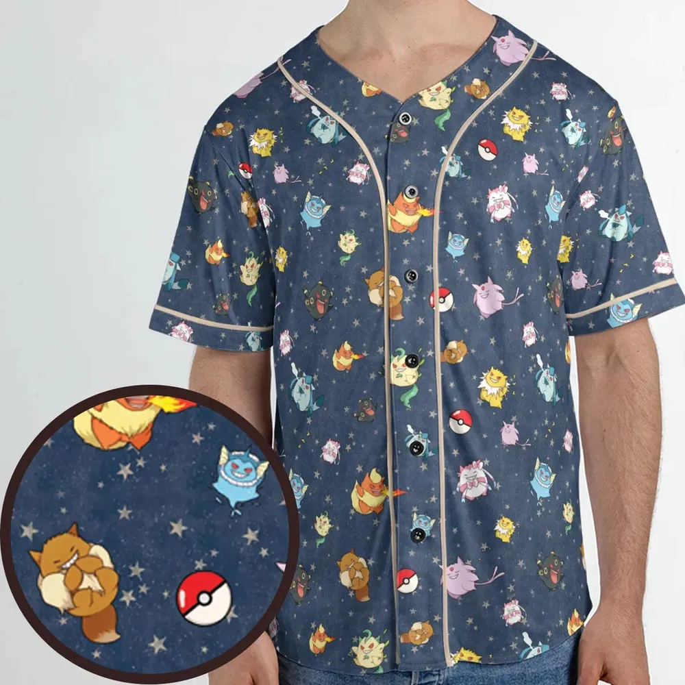 Gengar as Eevee The Eeveelutions Pokemon Unisex Baseball Jersey - 1
