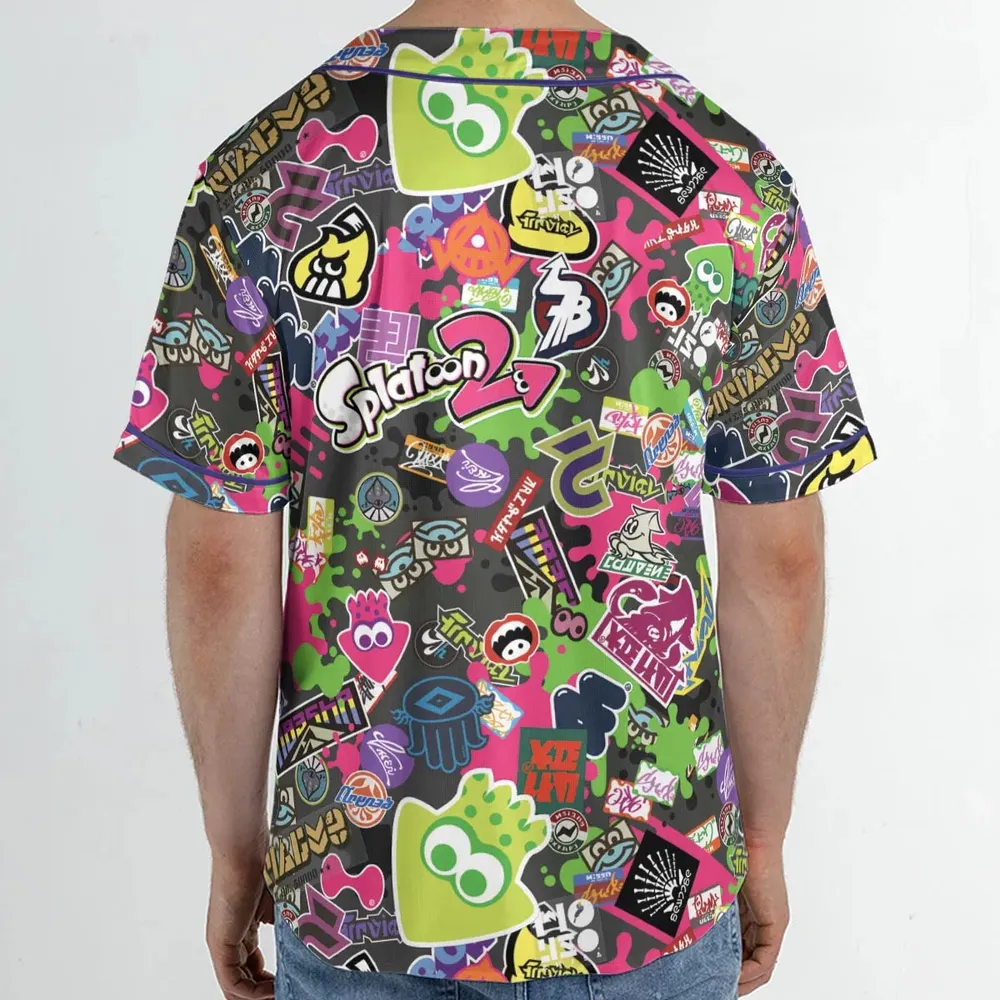 Splatoon Video Game Pattern Unisex Baseball Jersey - 2