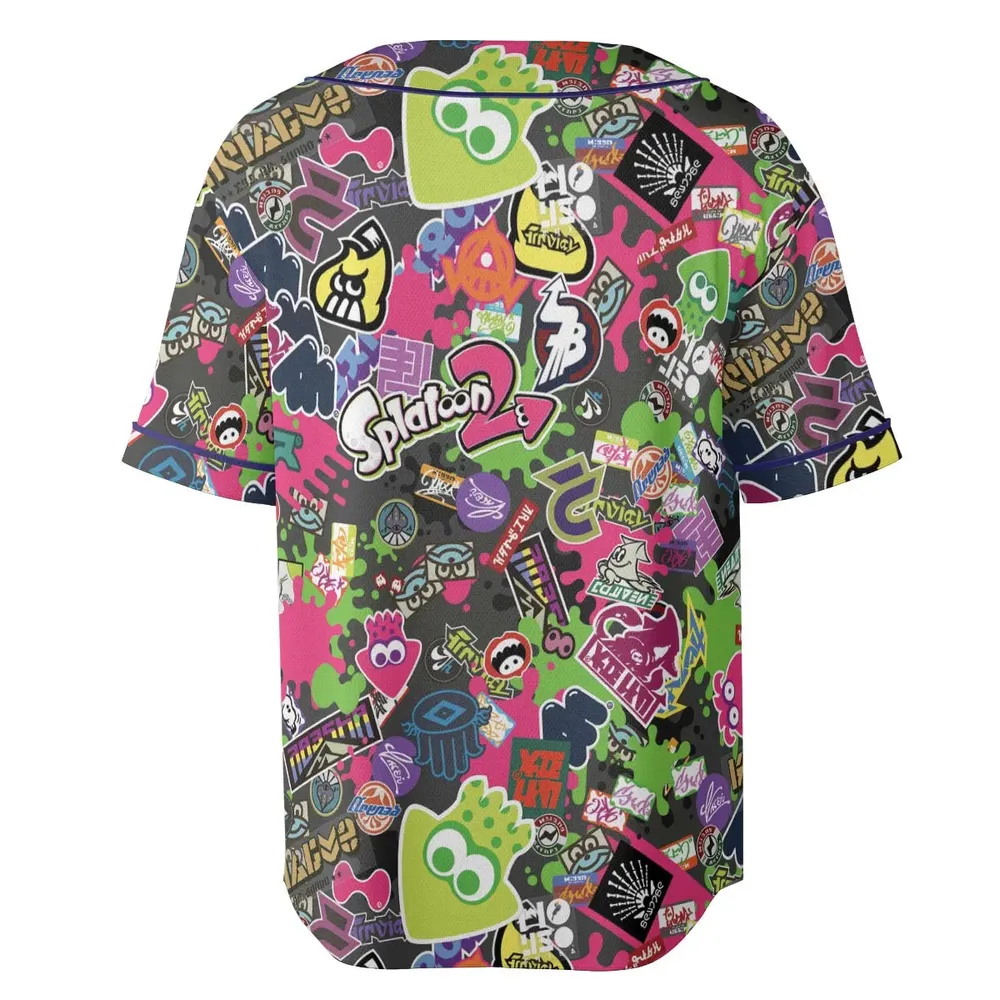 Splatoon Video Game Pattern Unisex Baseball Jersey - 4