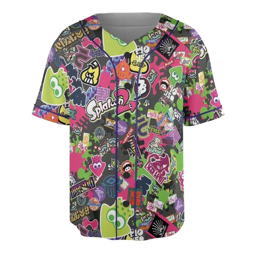 Splatoon Video Game Pattern Unisex Baseball Jersey - 3