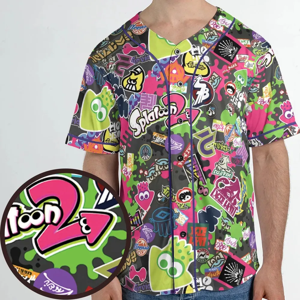 Splatoon Video Game Pattern Unisex Baseball Jersey - 1