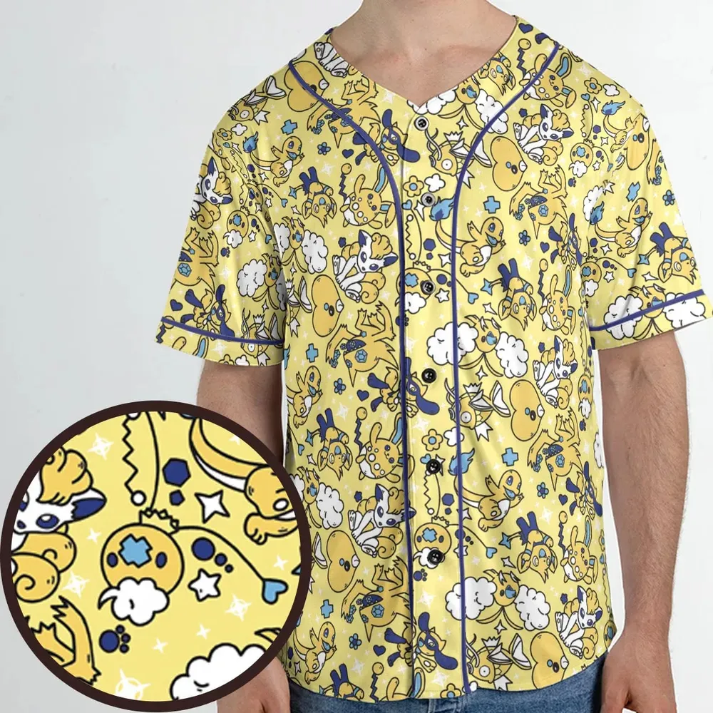 Shiny Magikarp Pokemon Pattern Unisex Baseball Jersey - 1