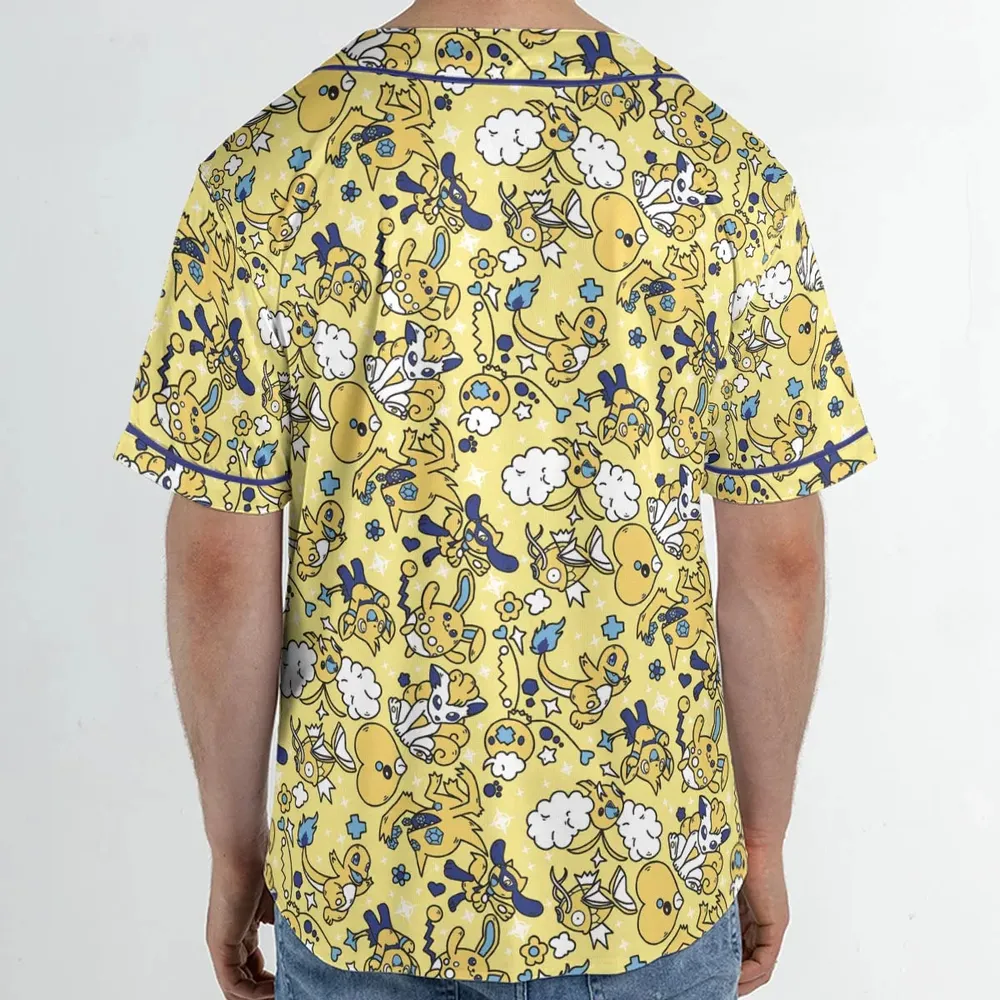 Shiny Magikarp Pokemon Pattern Unisex Baseball Jersey - 2