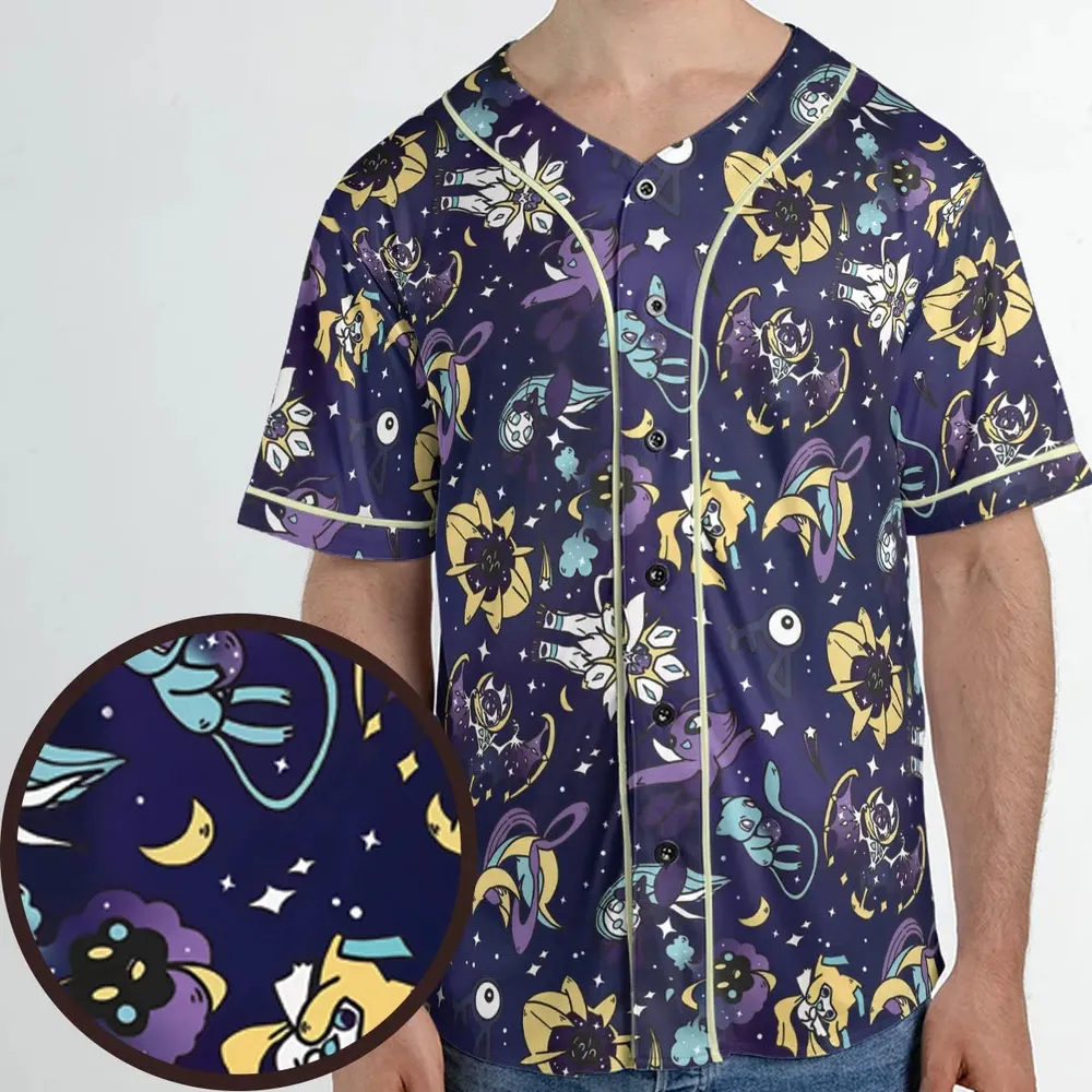 Galaxy Mew Psychic Type Pokemon Unisex Baseball Jersey - 1