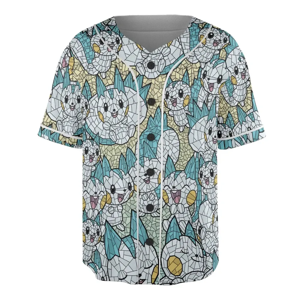 Pachirisu Stained Glass Pokemon Unisex Baseball Jersey - 3