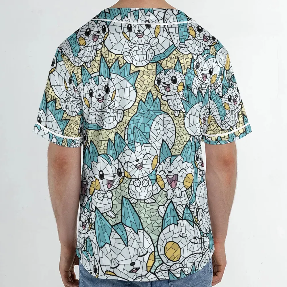 Pachirisu Stained Glass Pokemon Unisex Baseball Jersey - 2