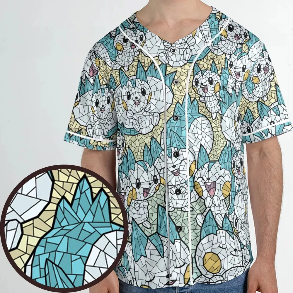 Pachirisu Stained Glass Pokemon Unisex Baseball Jersey - 1