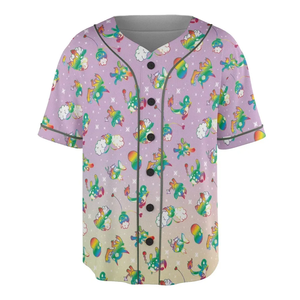 Rainbow Pokemon Pattern Unisex Baseball Jersey - 3