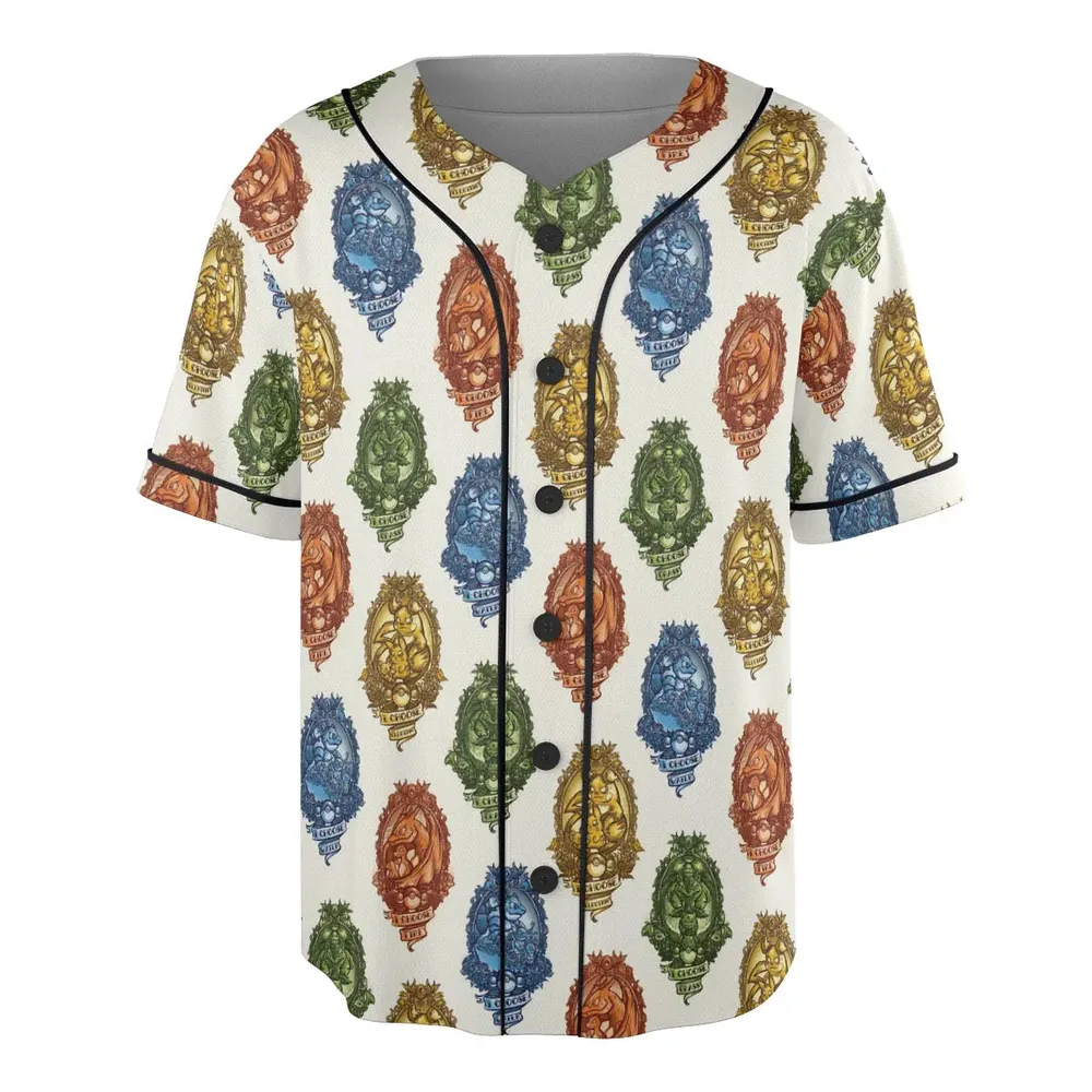 Water Grass Electric Fire I Choose Pattern Unisex Baseball Jersey - 3