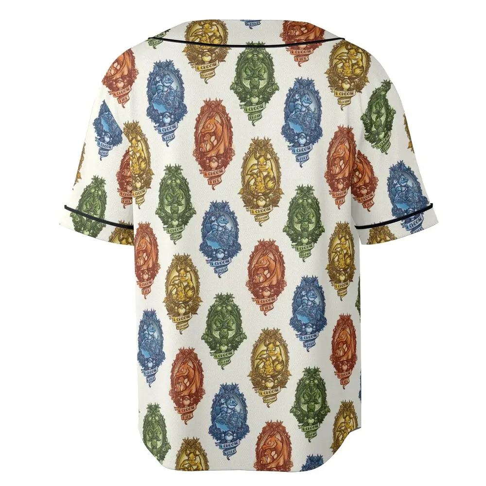 Water Grass Electric Fire I Choose Pattern Unisex Baseball Jersey - 4