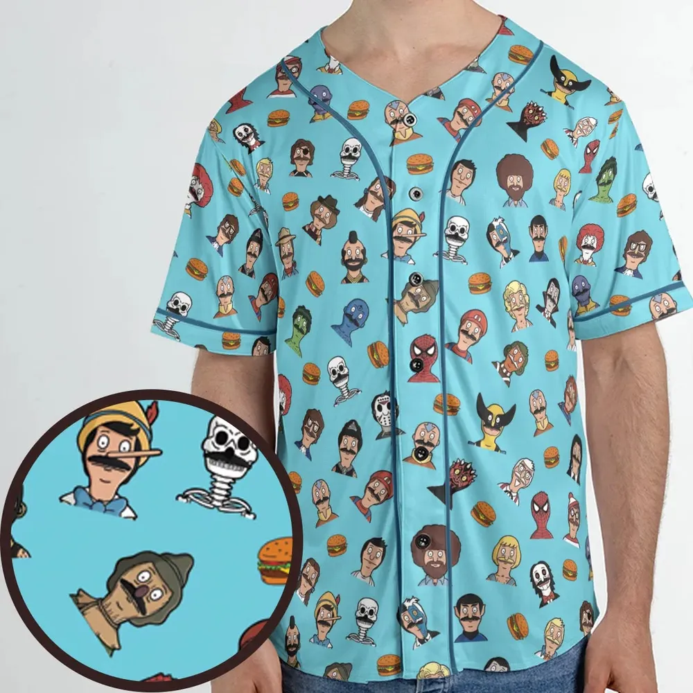 Many Faces of Bob's Burger Unisex Baseball Jersey - 1