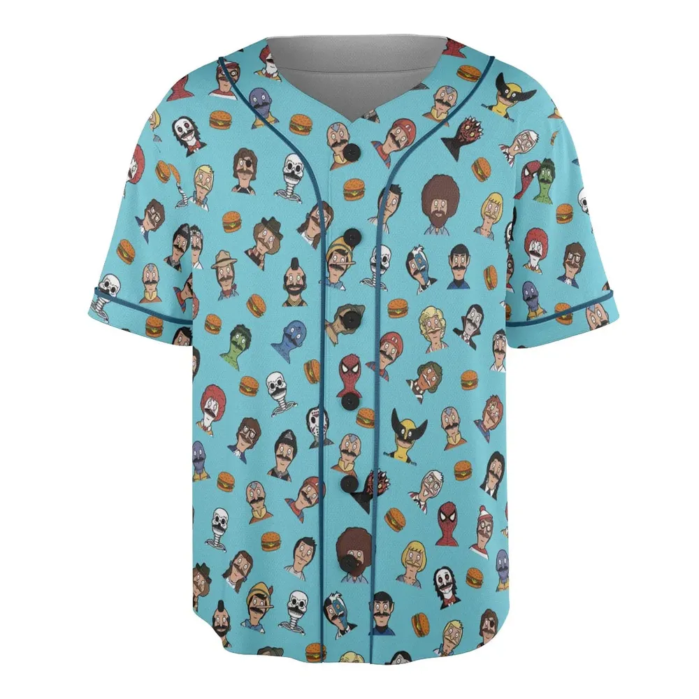 Many Faces of Bob's Burger Unisex Baseball Jersey - 3