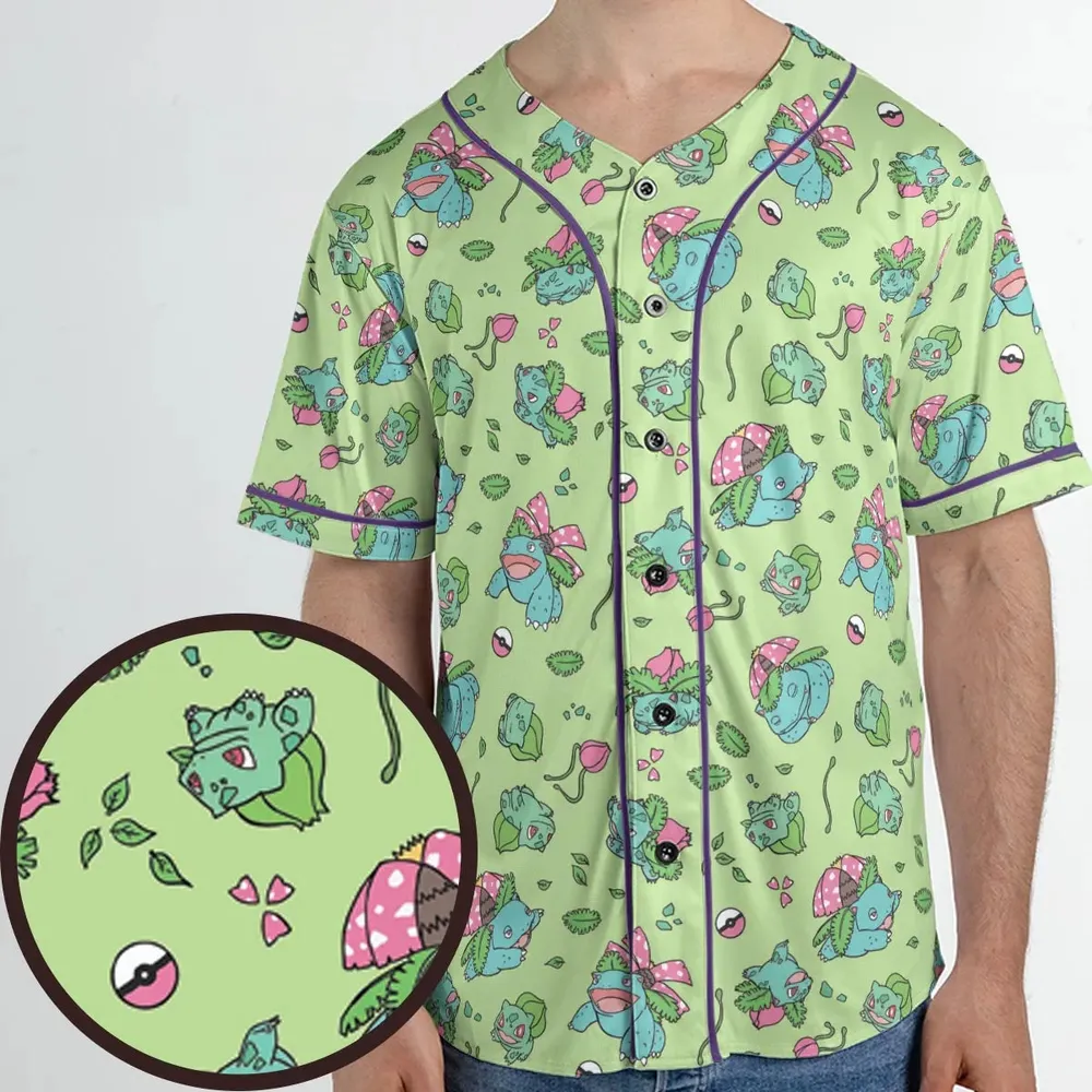 Venusaur Ivysaur and Bulbasaur Pokemon Unisex Baseball Jersey - 1