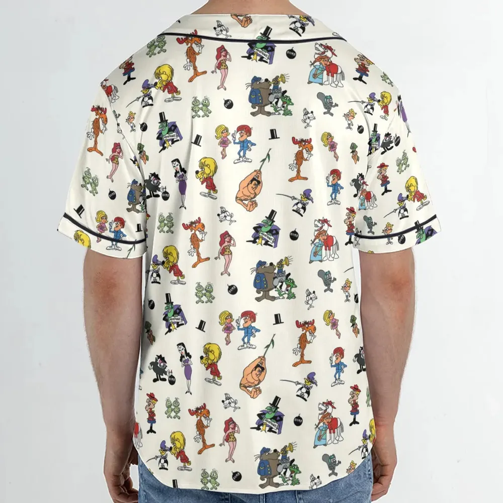 The Adventures of Rocky and Bullwinkle and Friends Characters Pattern Unisex Baseball Jersey - 2