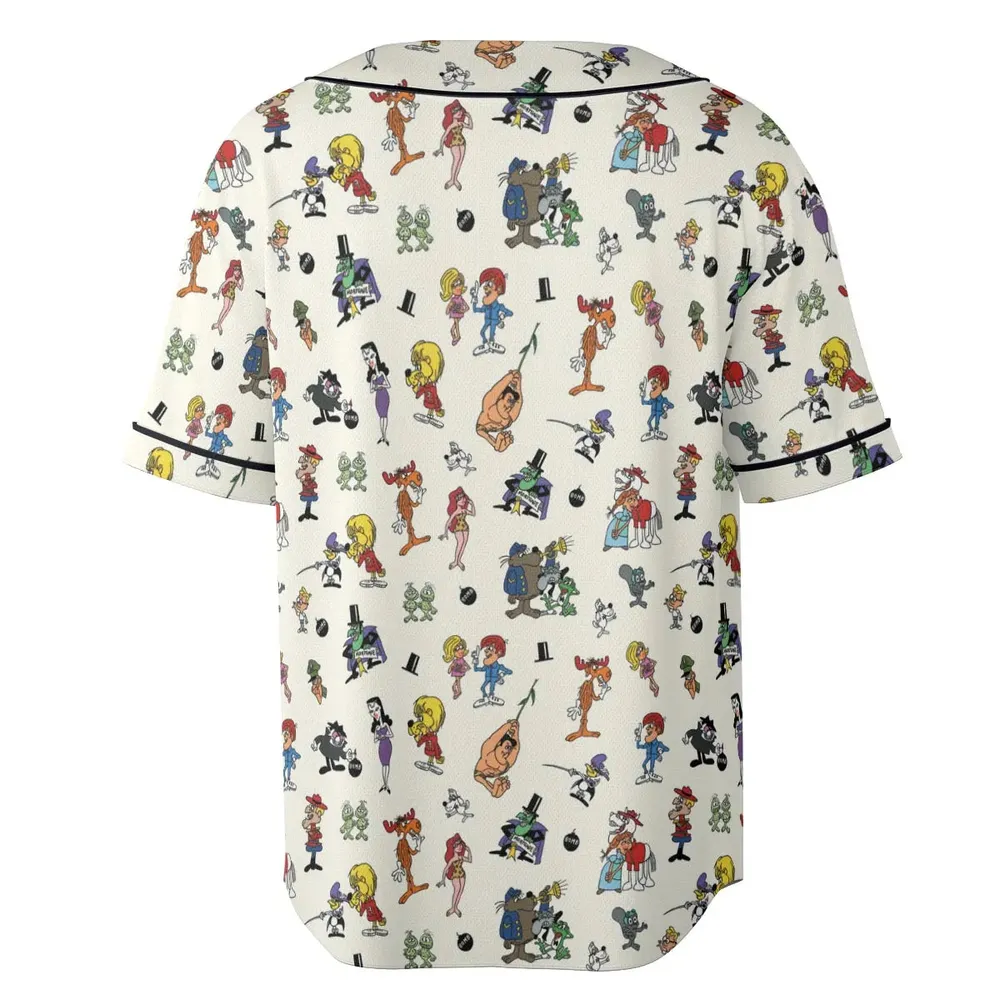 The Adventures of Rocky and Bullwinkle and Friends Characters Pattern Unisex Baseball Jersey - 4