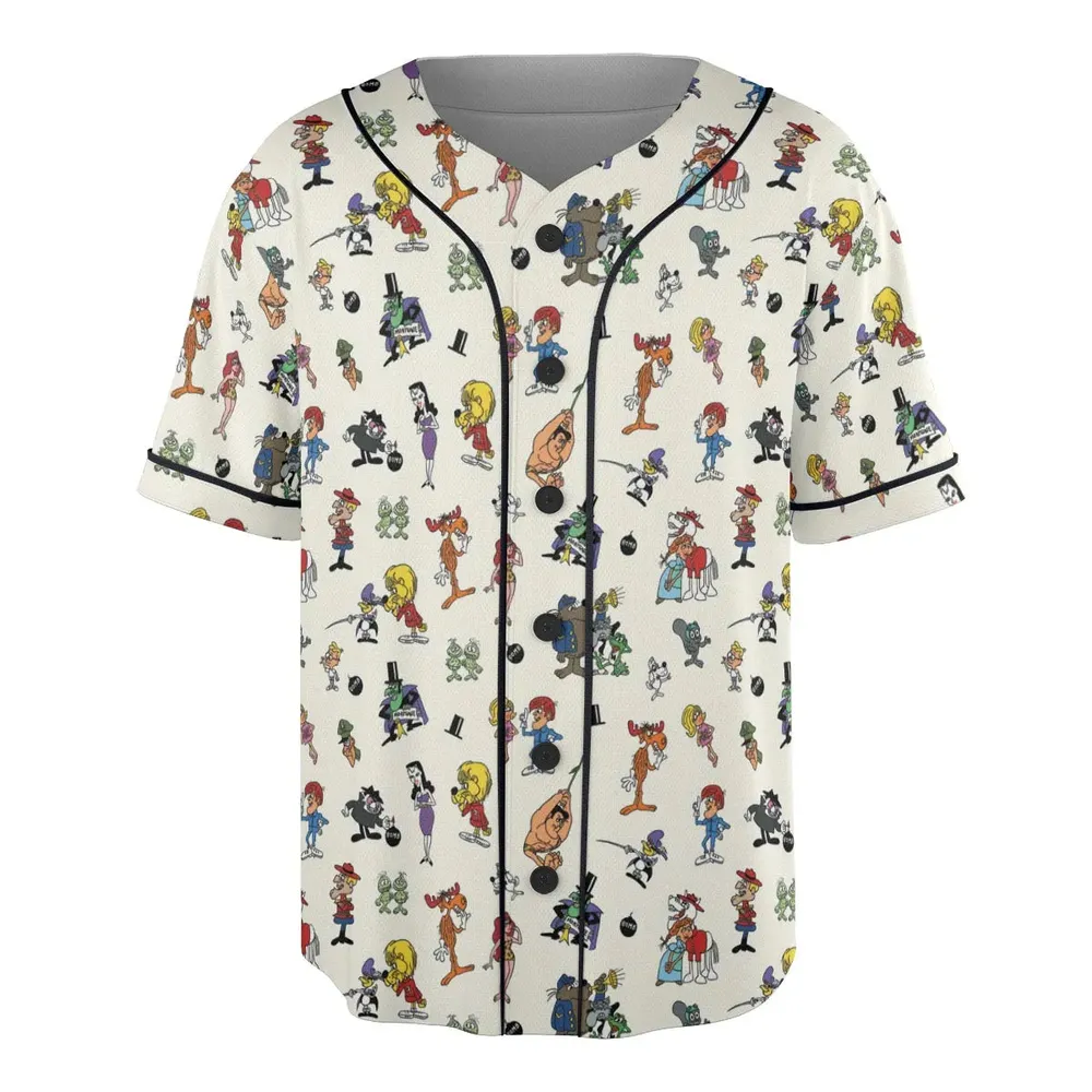 The Adventures of Rocky and Bullwinkle and Friends Characters Pattern Unisex Baseball Jersey - 3